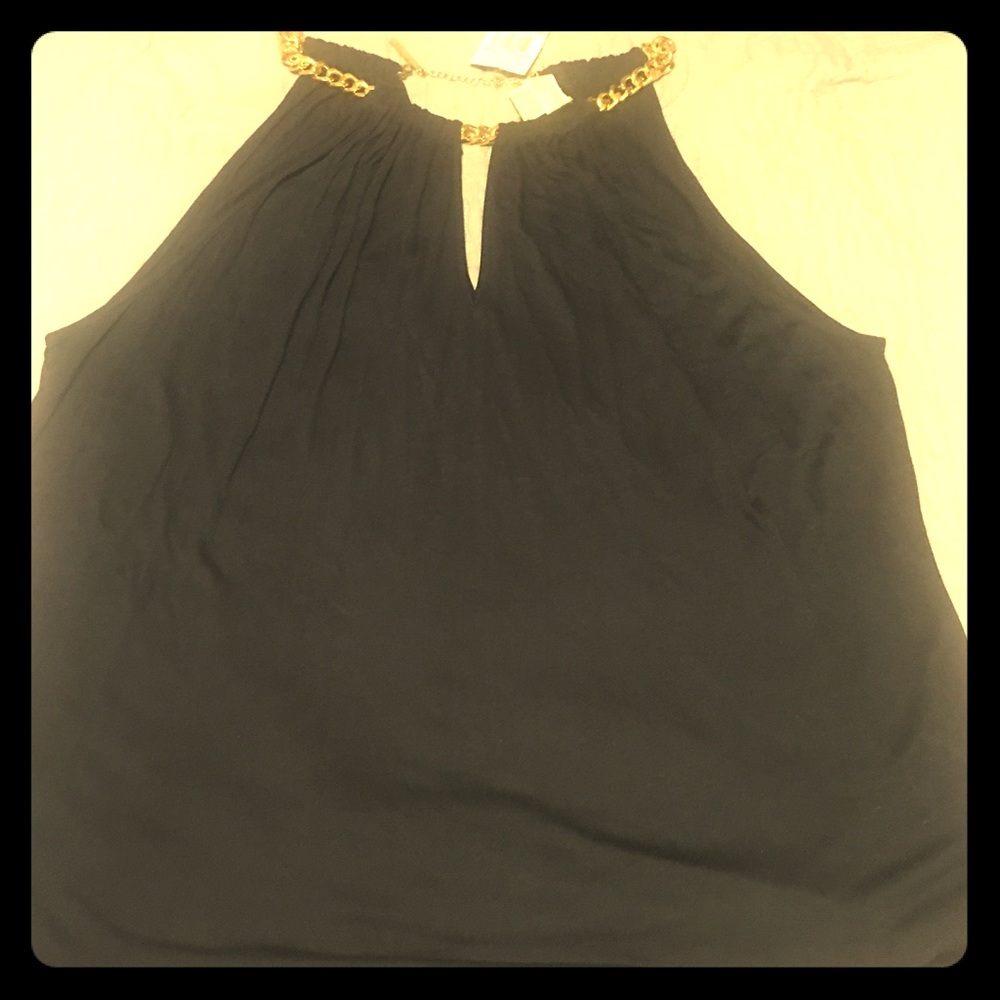 Navy colored..Gold Chain high neck sexy top!